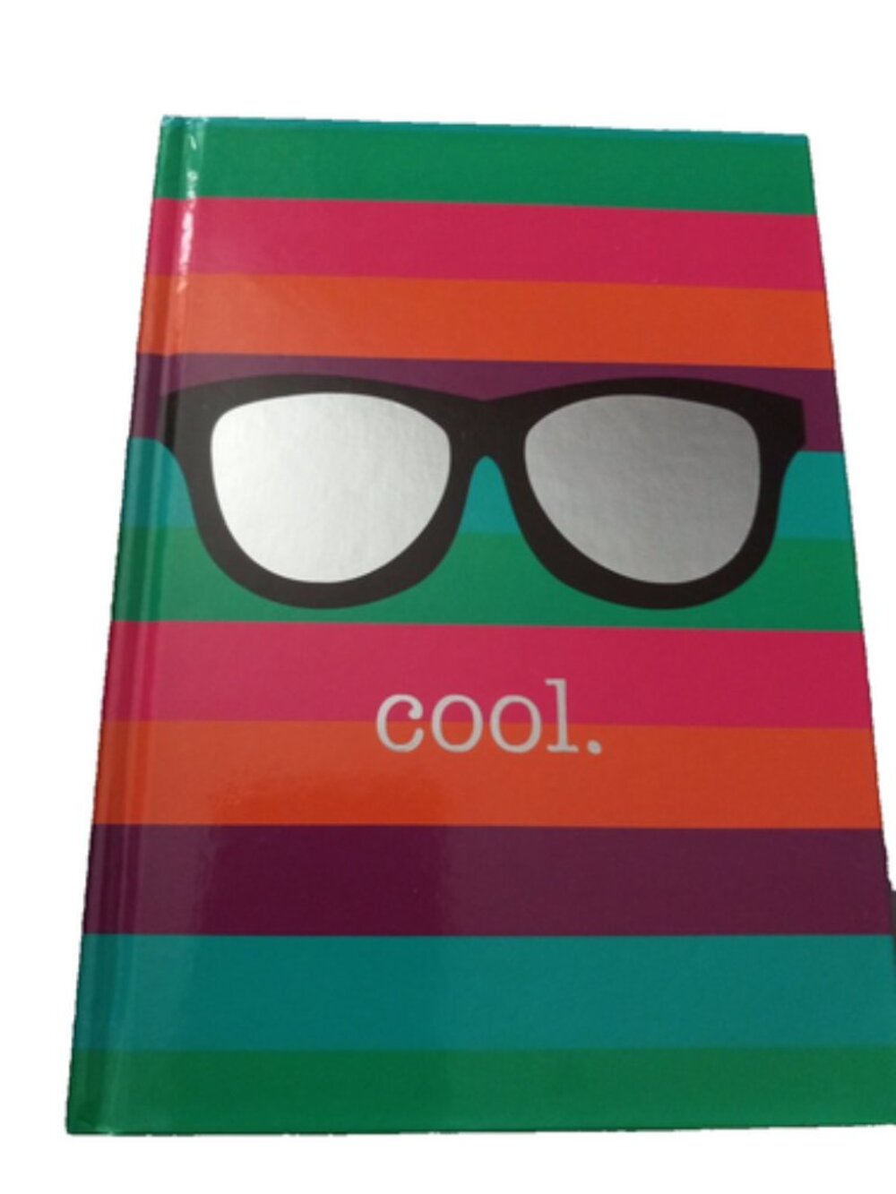Rainbow Striped Journal 5x7 Lined Notebook Sunglasses Design Cute Stationery